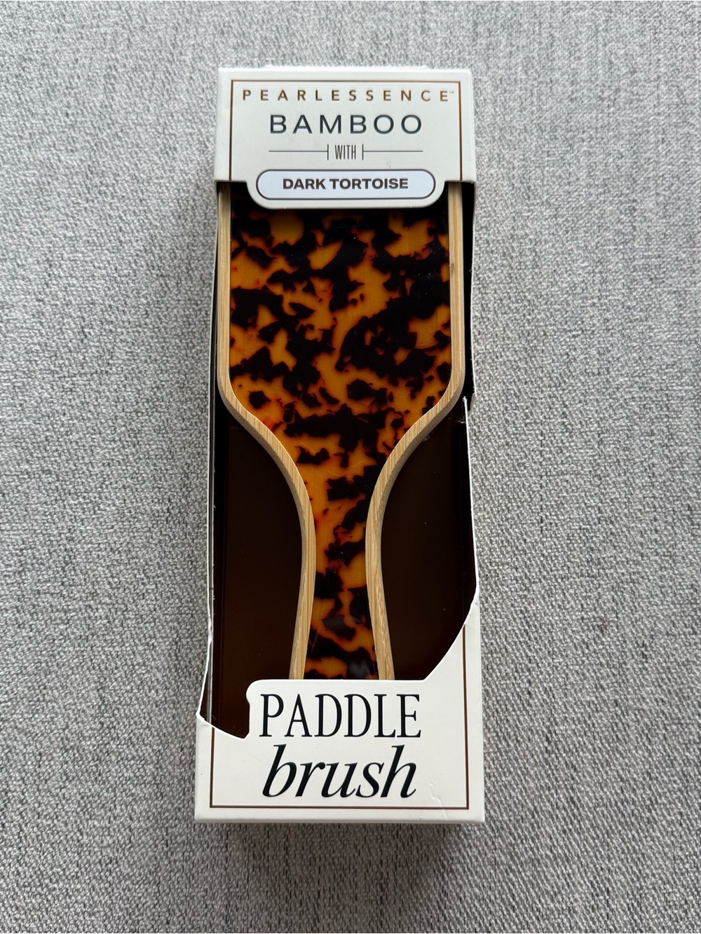 Pearlessence Bamboo Paddle Hair Brush with Dark Tortoise